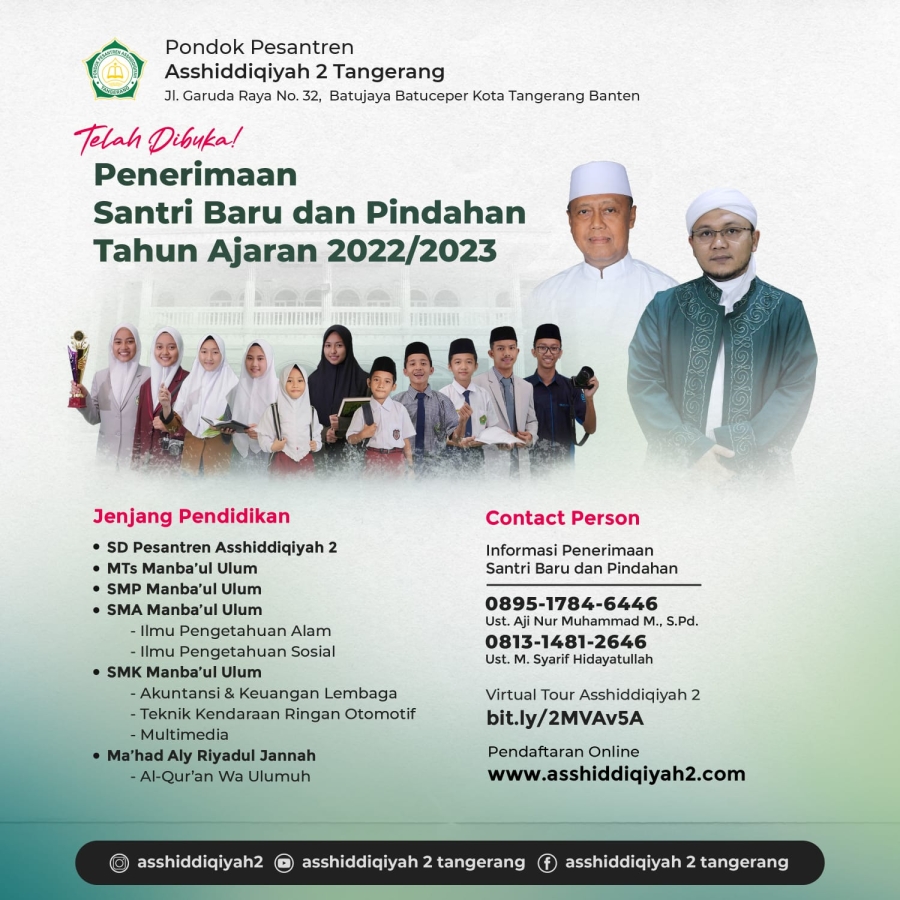 Penerimaan Santri Baru Psb Pondok Pesantren Asshiddiqiyah 2 Tangerang Tahun 20222023 Resmi Dibuka